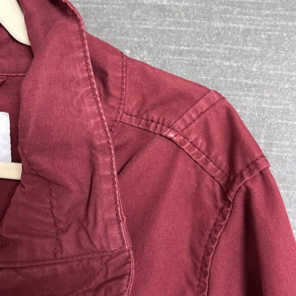 Old Navy Jacket L Burgundy Full Zip Drawstring Utility Coat Fall Layering Casual - Picture 6 of 10